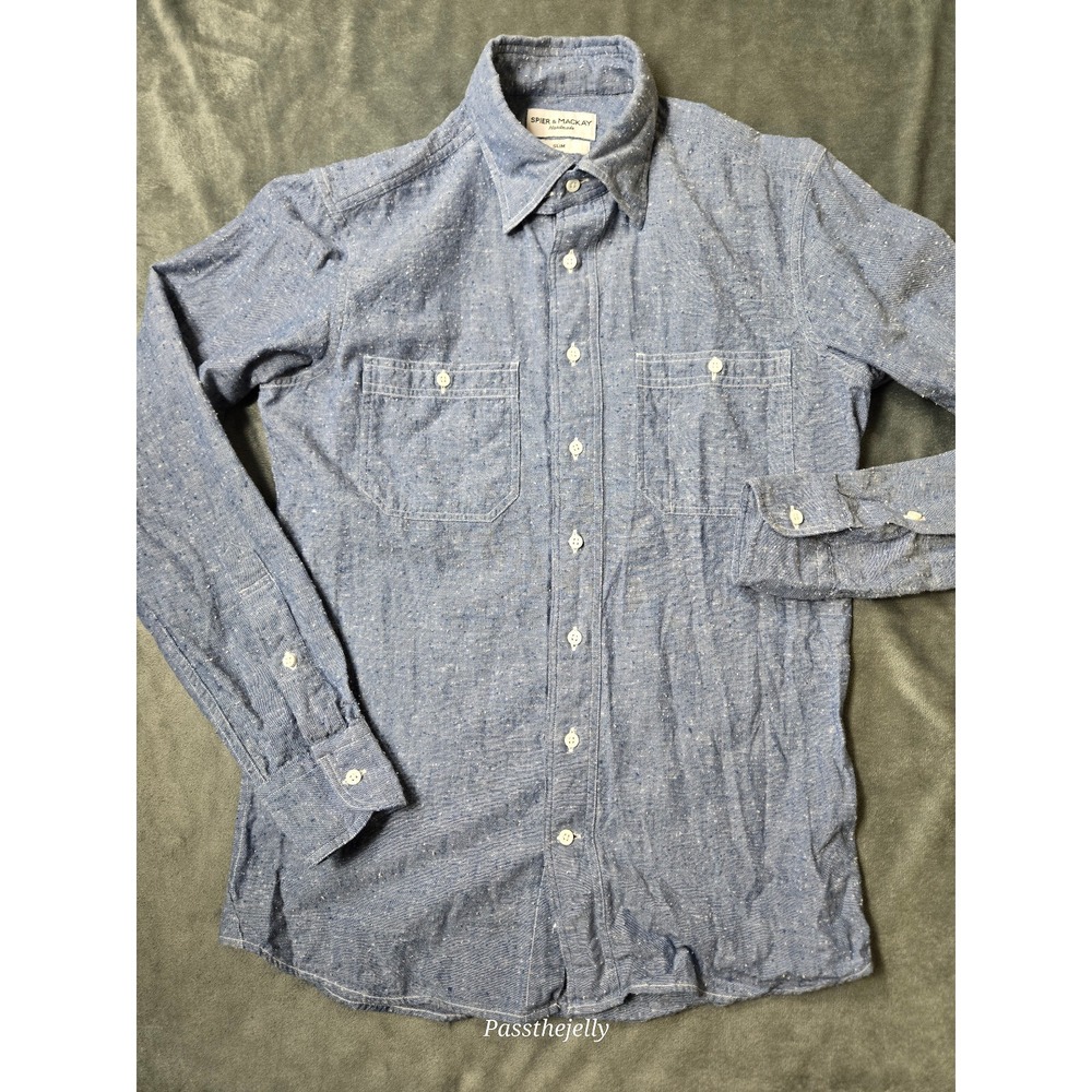 Spier Mackay Shirt Mens Extra Small Handmade Cotton‎ Textured Oxford Button